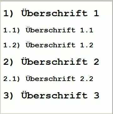 Nummerierte Überschriften