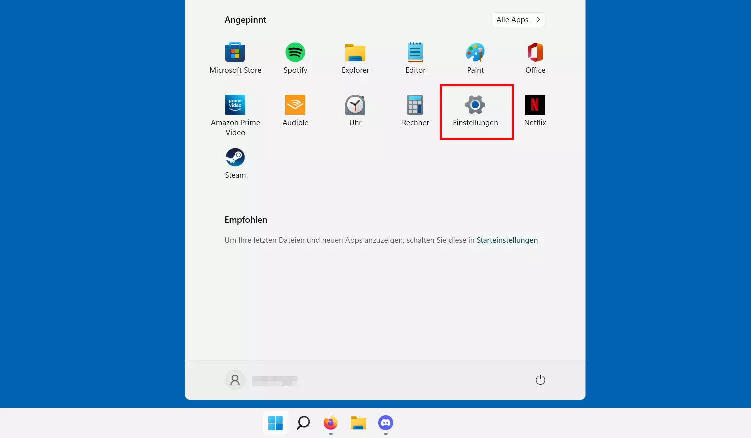 Windows 11: Startmenü