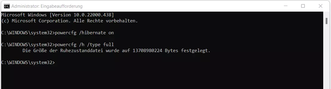 Windows-11-Eingabeaufforderung: Erstellung einer Ruhezustandsdatei