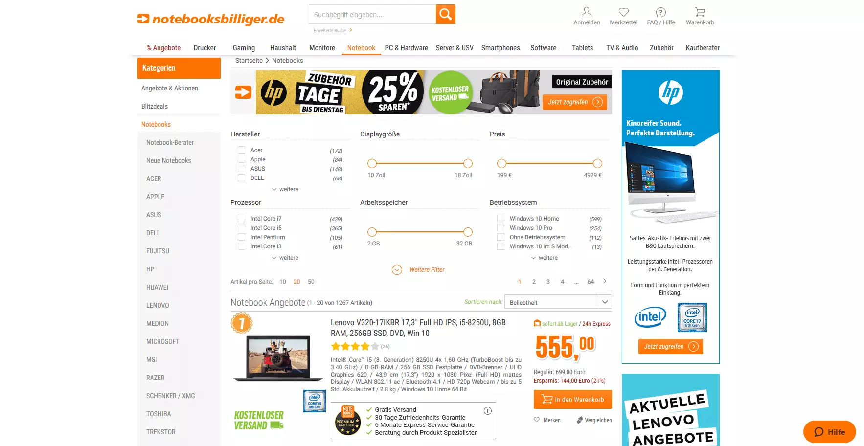 Der Onlineshop notebooksbilliger.de