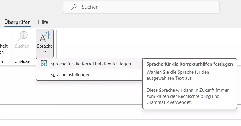 Outlook: Spracheinstellungen beim E-Mail-Verfassen