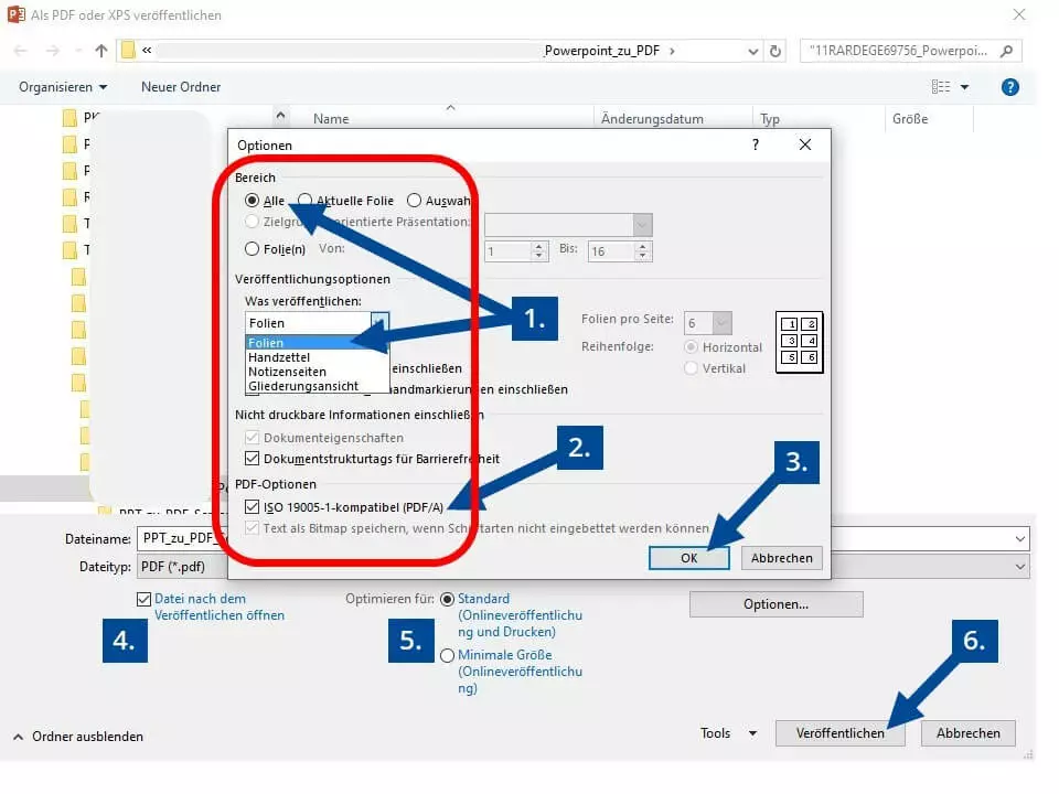 PowerPoint als PDF speichern, Schritt 5