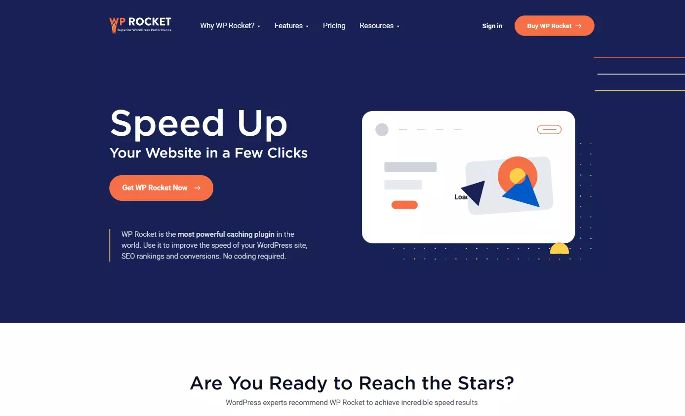 Website des Premium-WordPress-Plugins WP Rocket