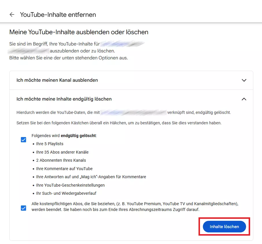 YouTube: Inhalte des eigenen Channels endgültig löschen