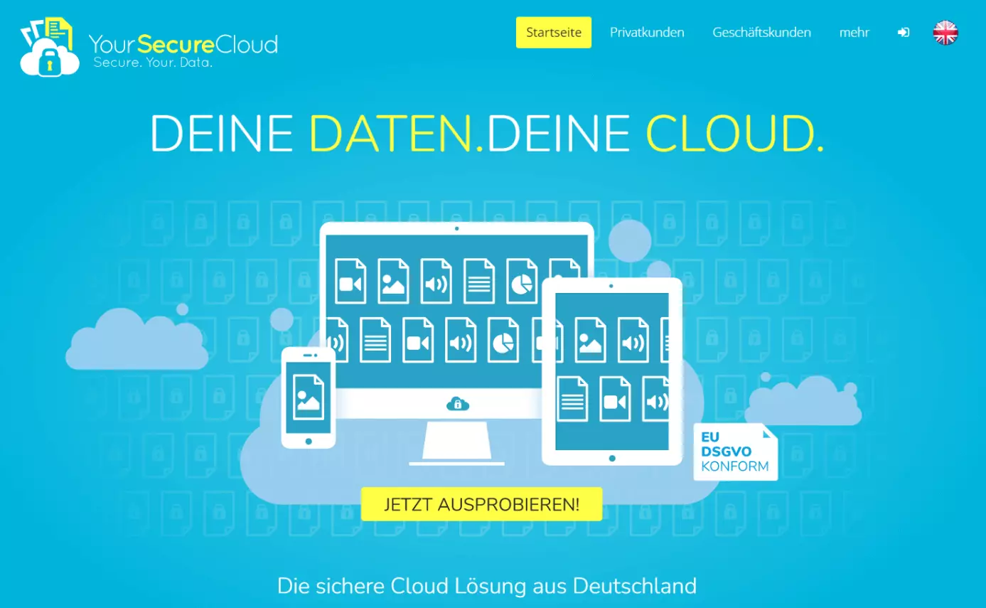 Die Website des Cloud-Anbieters Your Secure Cloud