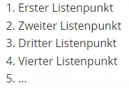 Ordered List Beispiel