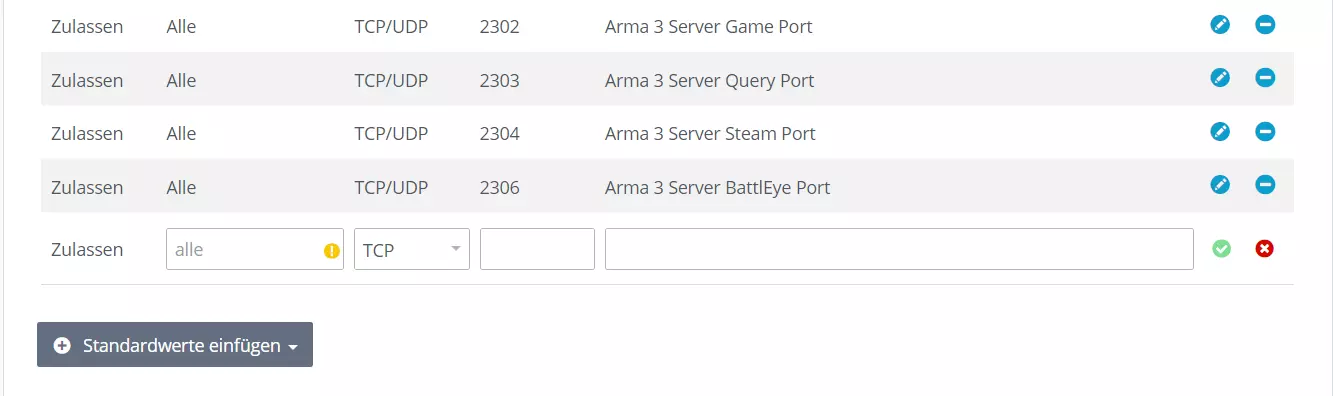 IONOS Cloud Panel: Port-Freigabe für Arma-3-Server