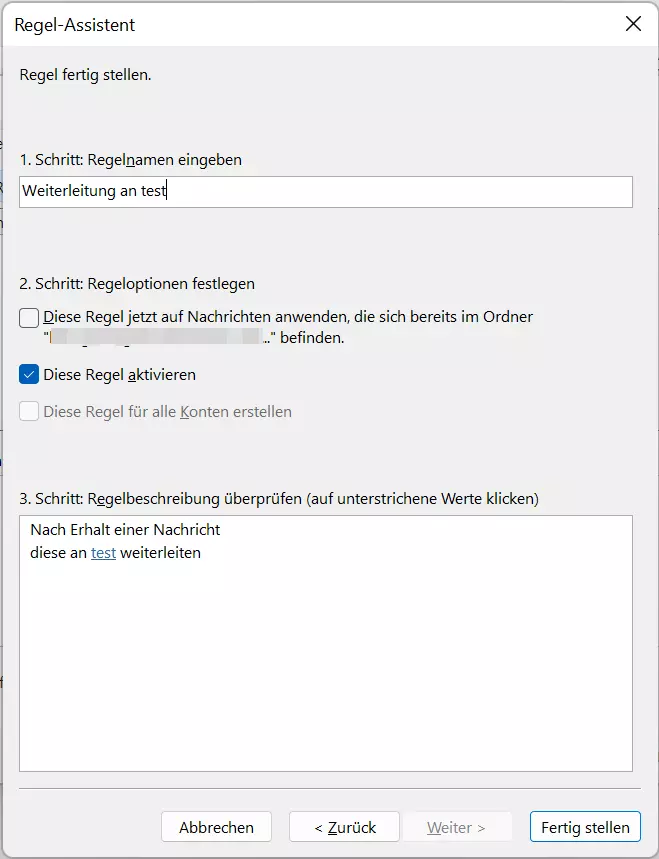 Outlook 365: Der Regel-Assistent – „Fertig stellen“