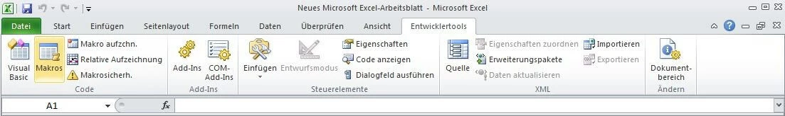 Excel-Optionsmenüband