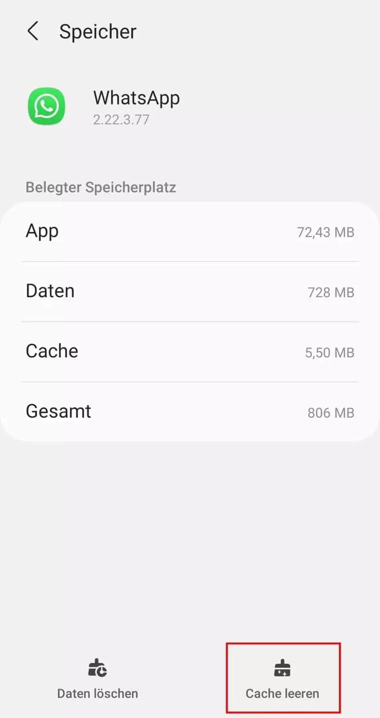 WhatsApp: Speicher