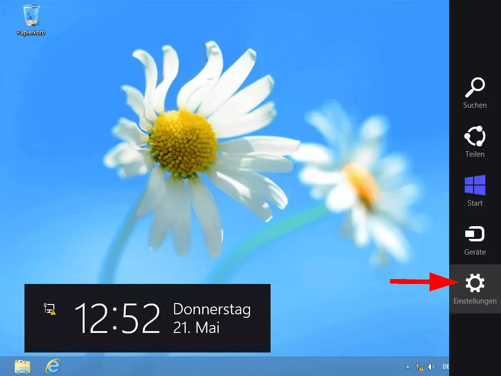 Charms-Leiste von Windows 8