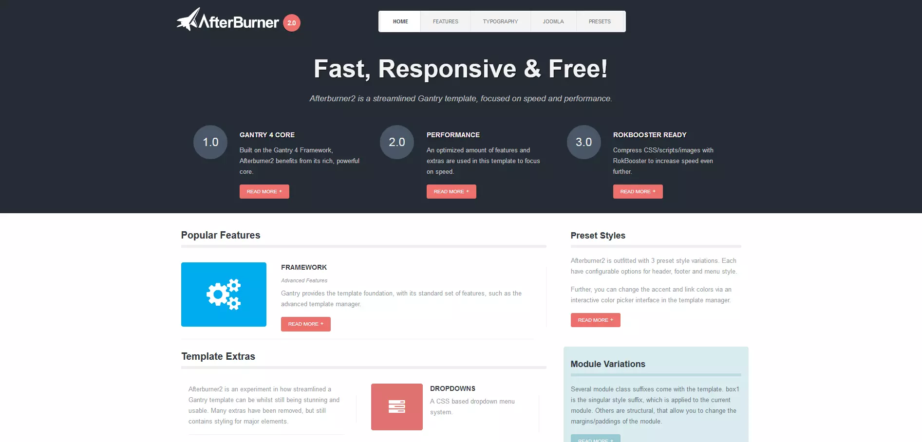 Screenshot des Joomla-Templates Afterburner2