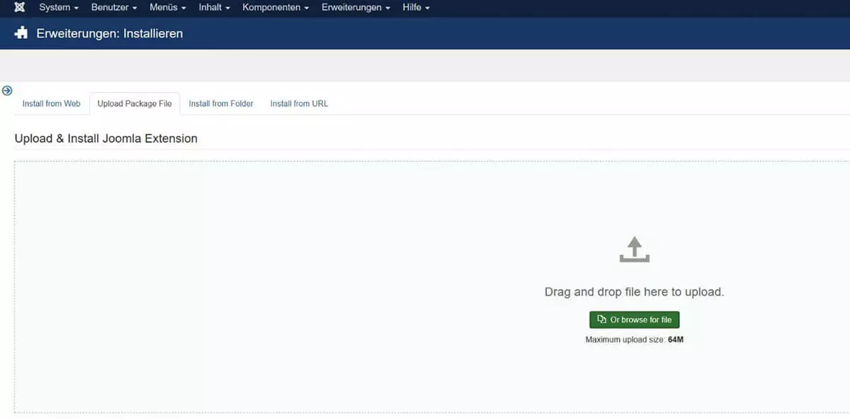 Installation von Erweiterungen in Joomla