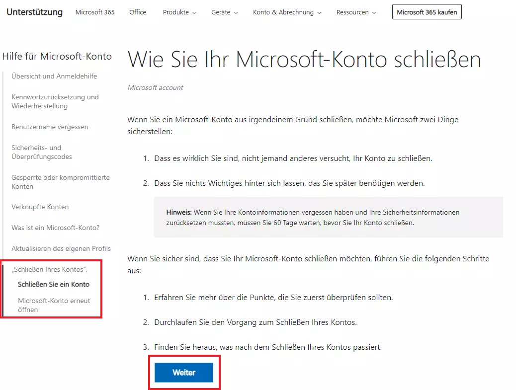 Microsoft: „Wie Sie Ihr Konto schließen“