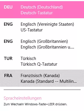 Tastatur-Optionen in der Windows-8-Taskleiste