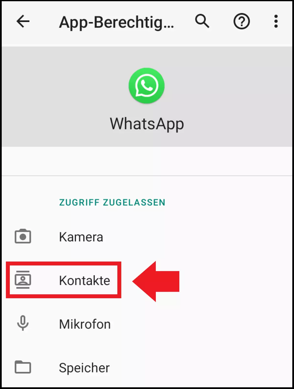 Die WhatsApp-Berechtigung für den Zugriff auf Telefonkontakte