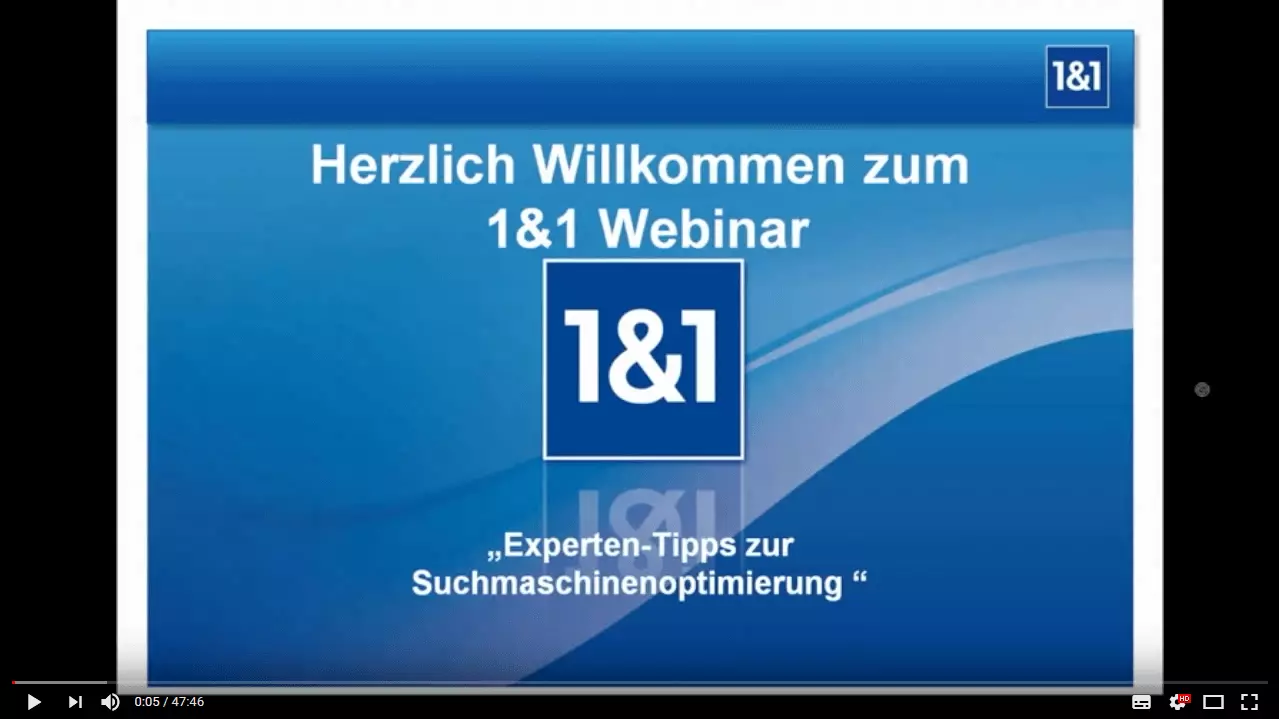 Screenshot des Webinars "Expertentipps zur Suchmaschinenoptimierung"