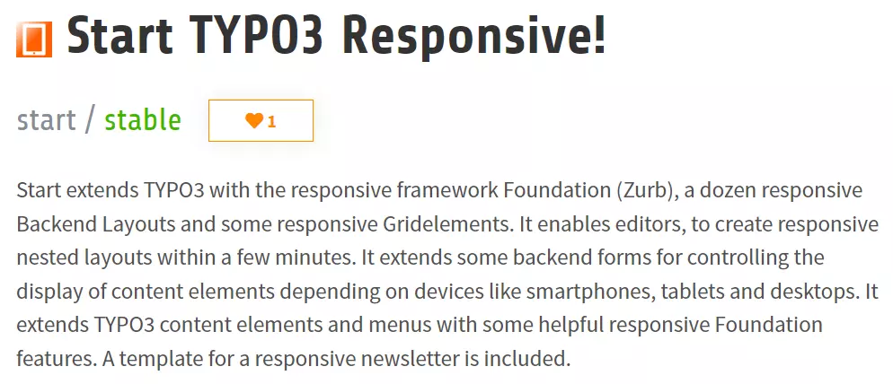 Screenshot Start TYPO3 Responsive!