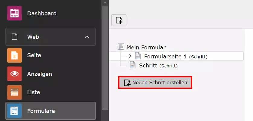 TYPO3 Form: Neuen Schritt erstellen