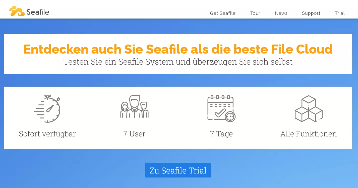 Homepage von Seafile