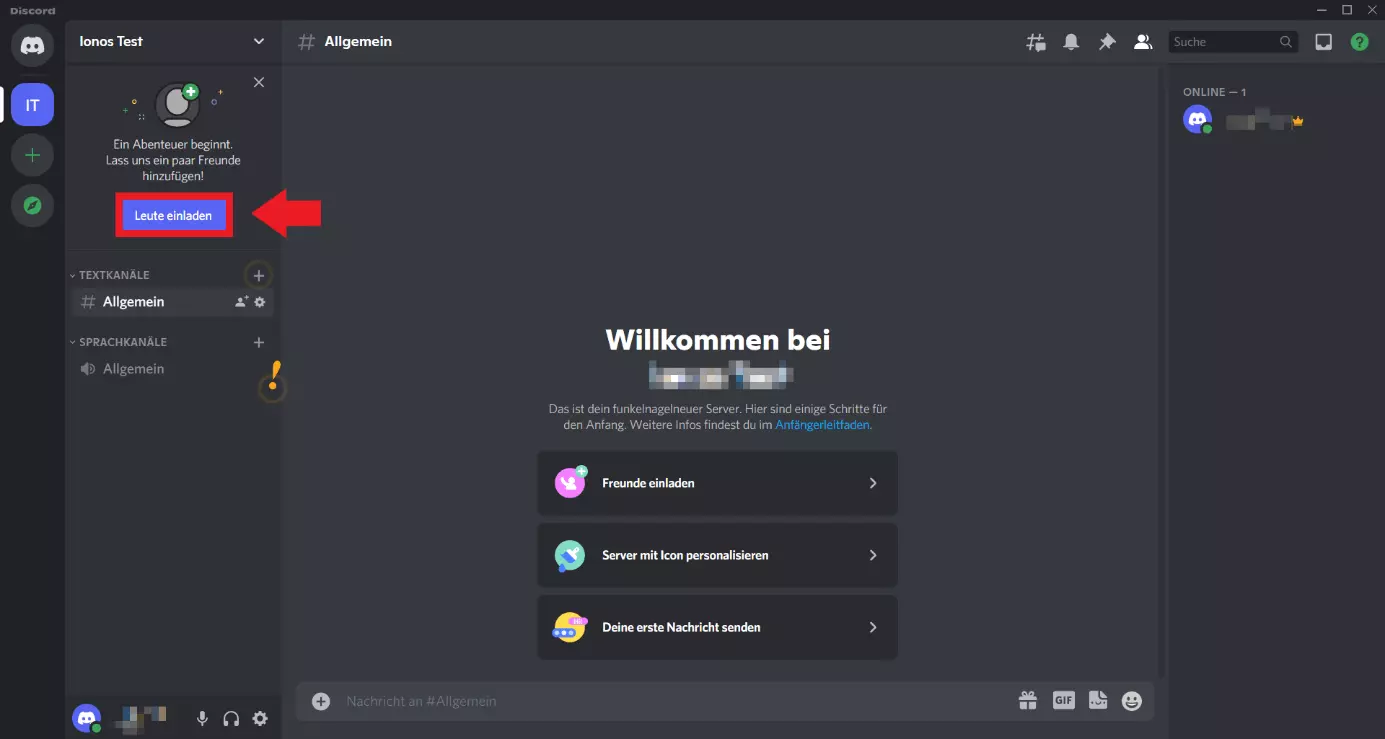 Sie können nun Discord-Freunde und andere Nutzer auf den Discord-Server einladen