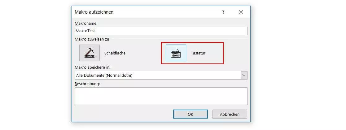 Word-Menü „Makro aufzeichnen“