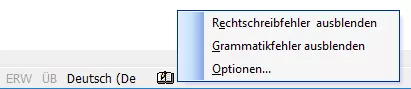 Symbol der Rechtschreibprüfung in der Statusleiste in Word 2003 