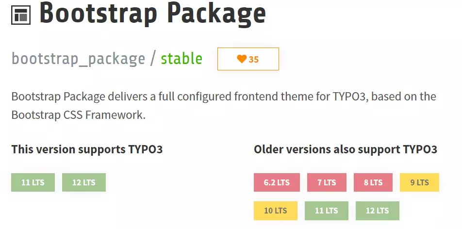 Screenshot von Bootstrap Package