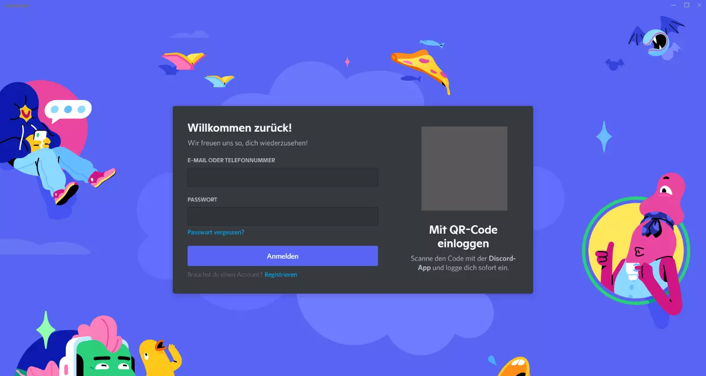 Starten Sie Discord und melden Sie sich in Ihrem Account an