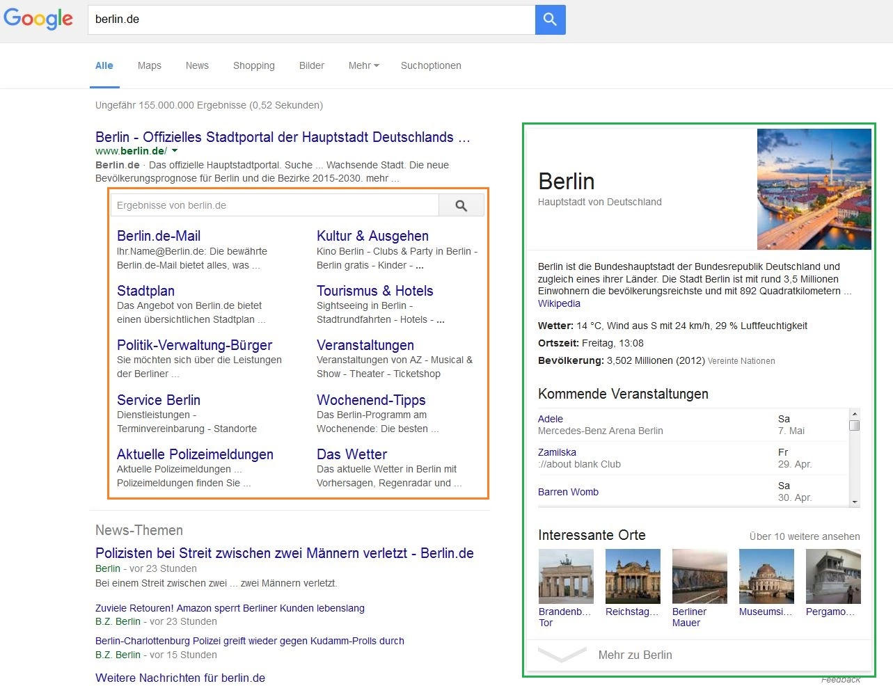 Sitelink mit Search Box