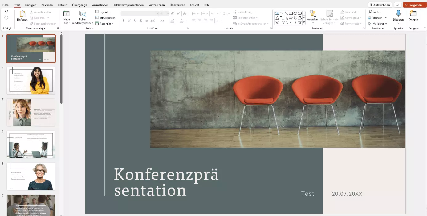 Ansicht einer lokalen Installation von PowerPoint