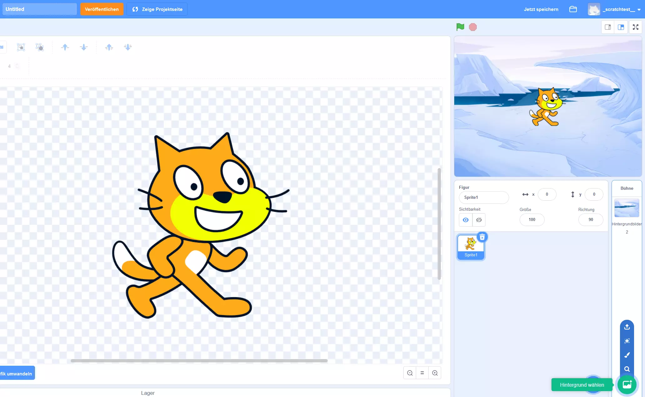 Scratch-Tutorial: Figur inklusive Hintergrundbild