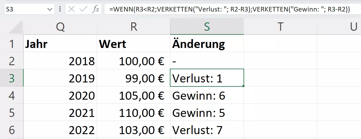 Excel-WENN: Komplexes Beispiel mit VERKETTEN