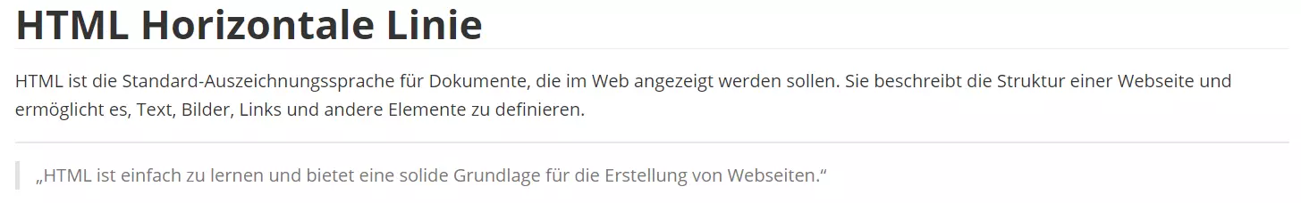 Beispiel für eine horizontale Linie in HTML