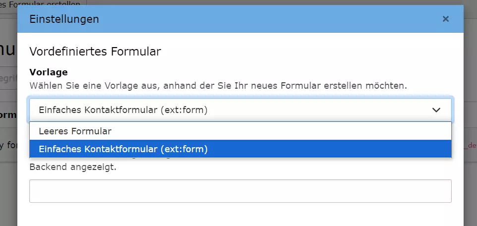 TYPO3 Form: Vordefiniertes Formular