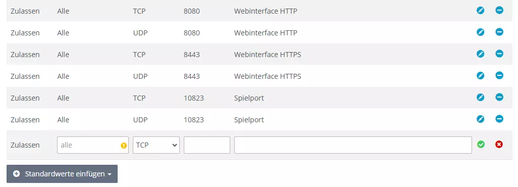 LS25-Portfreigabe im IONOS Cloud Panel