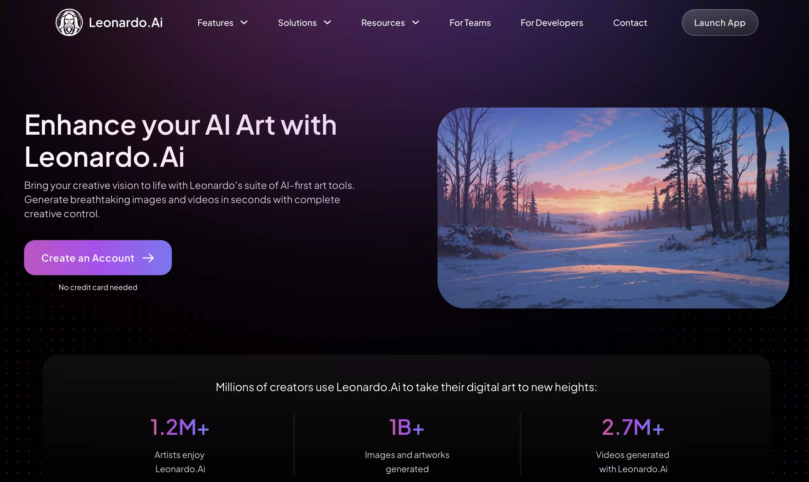 Screenshot der Homepage von Leonardo.ai