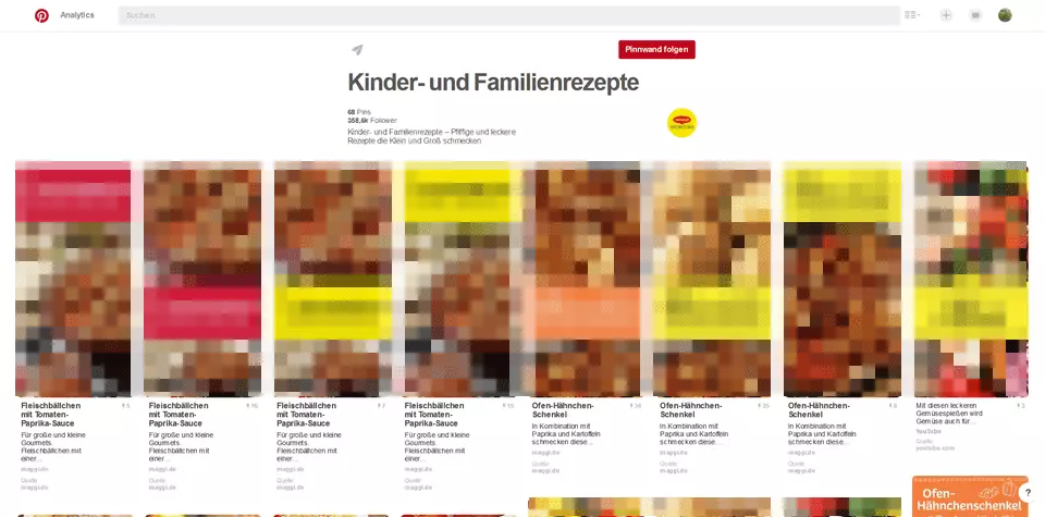 Pinterest-Auftritt des Maggi-Kochstudios: Rezepte für Kinder und Familien