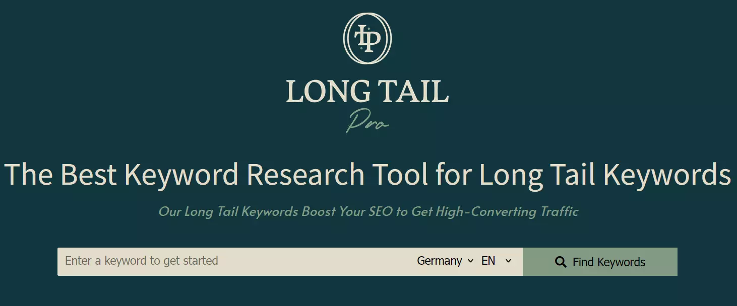 Startseite von Long Tail Pro