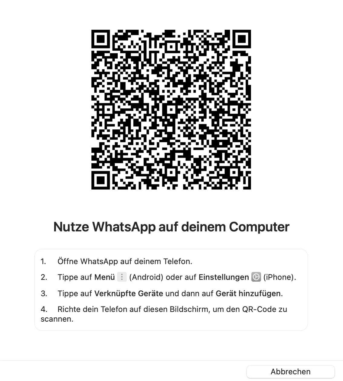 Screenshot der WhatsApp-App auf dem Mac