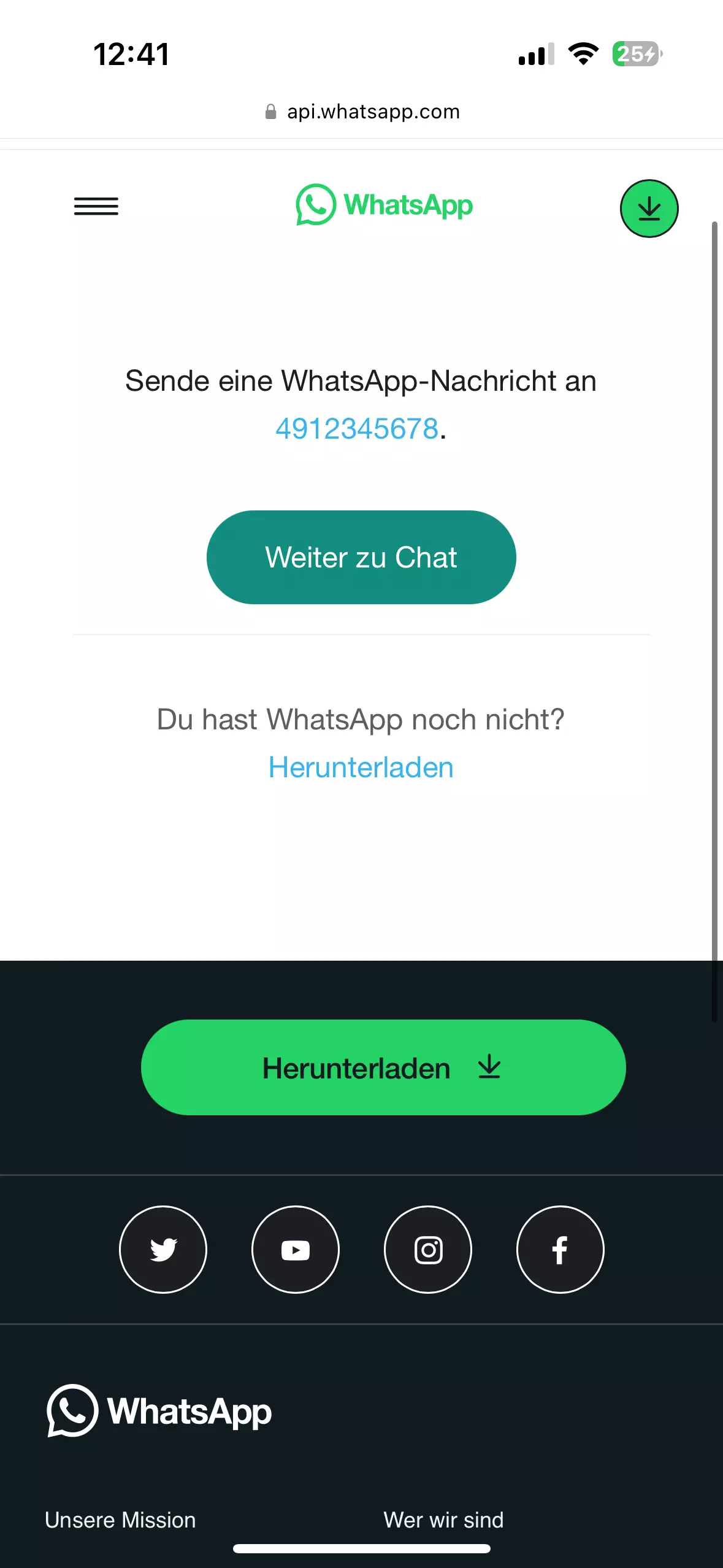 Personen bei WhatsApp ohne Kontakt über den Browser kontaktieren