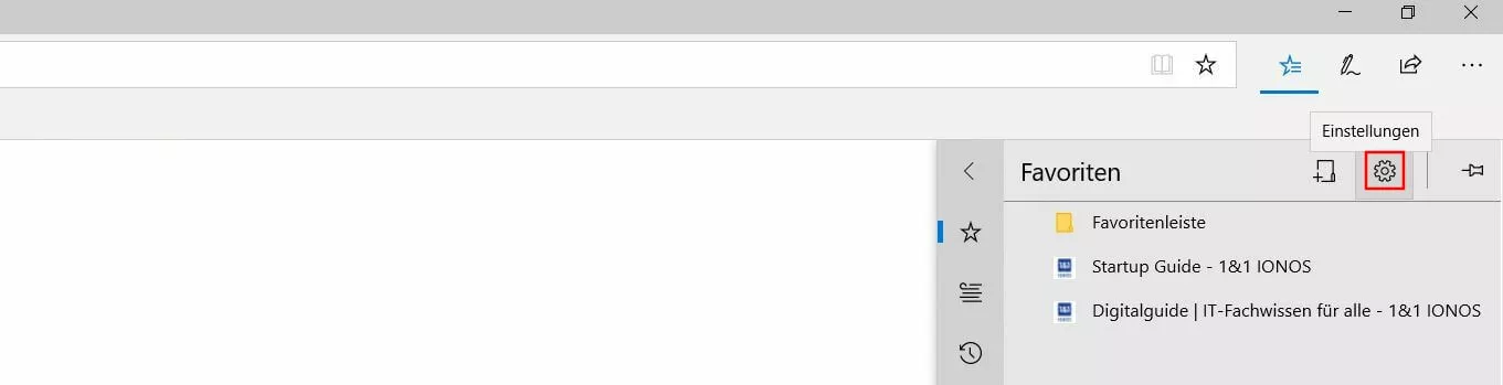 „Favoriten“-Menü in Microsoft Edge