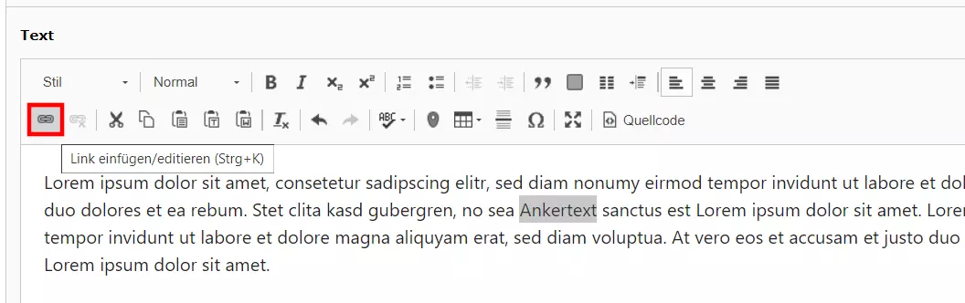 Link einfügen in TYPO3