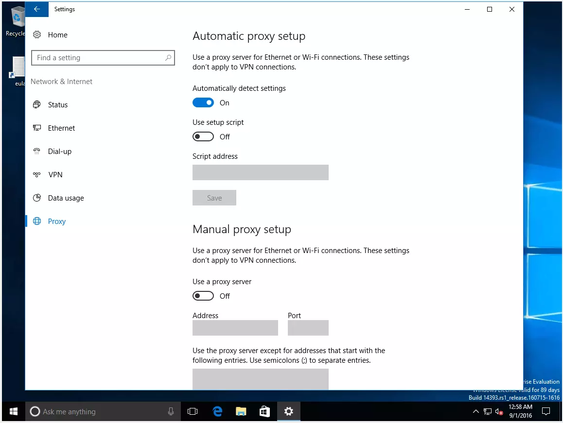 Proxy-Einstellungen unter Windows 10