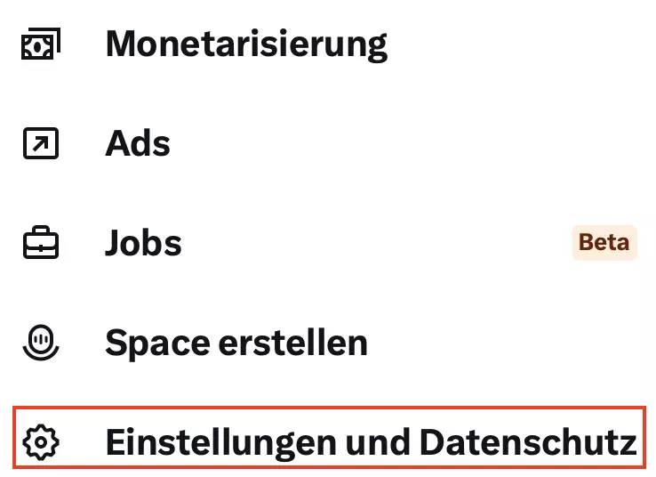 Twitter: „Einstellungen und Datenschutz“