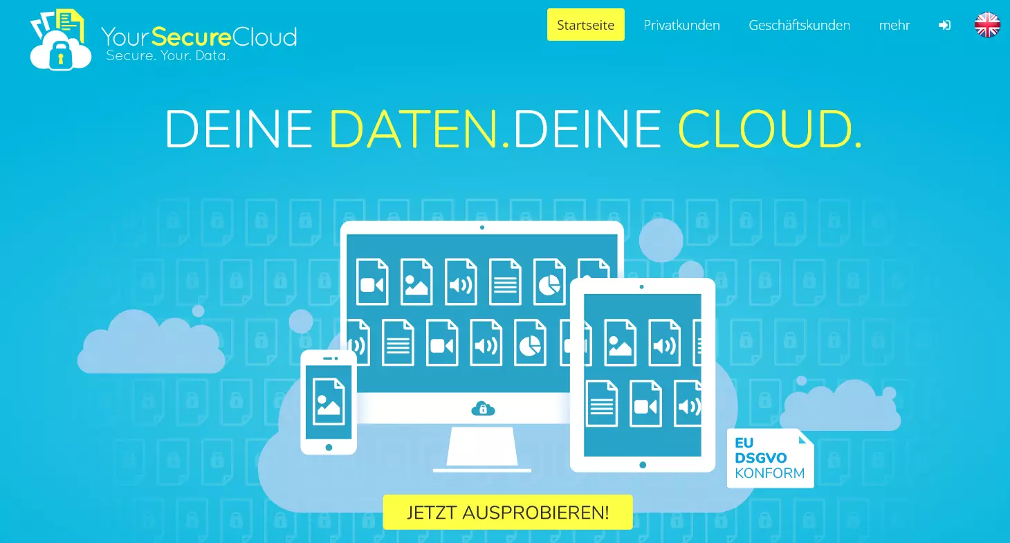 Your Secure Cloud: Website-Screenshot