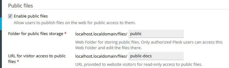 Filesharing-Konfiguration in Plesk