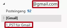 PST-Archiv wird in Gmail angezeigt 