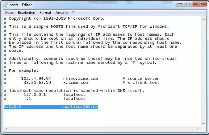 Die hosts-Datei unter Windows 7 und Windows 10 im Editor