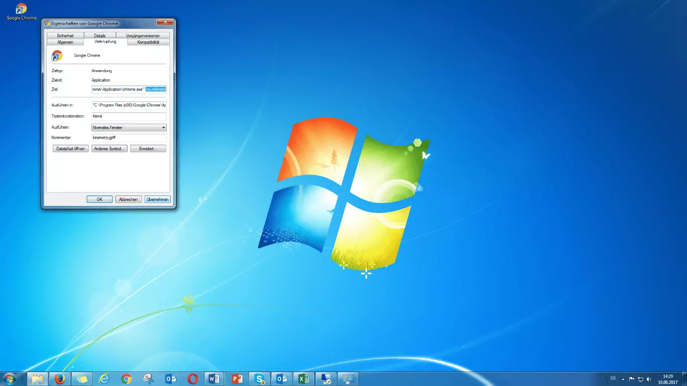 Google-Chrome-Eigenschaften